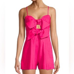 Milly cabana Anya *flawed* pink bow front linen romper 13956